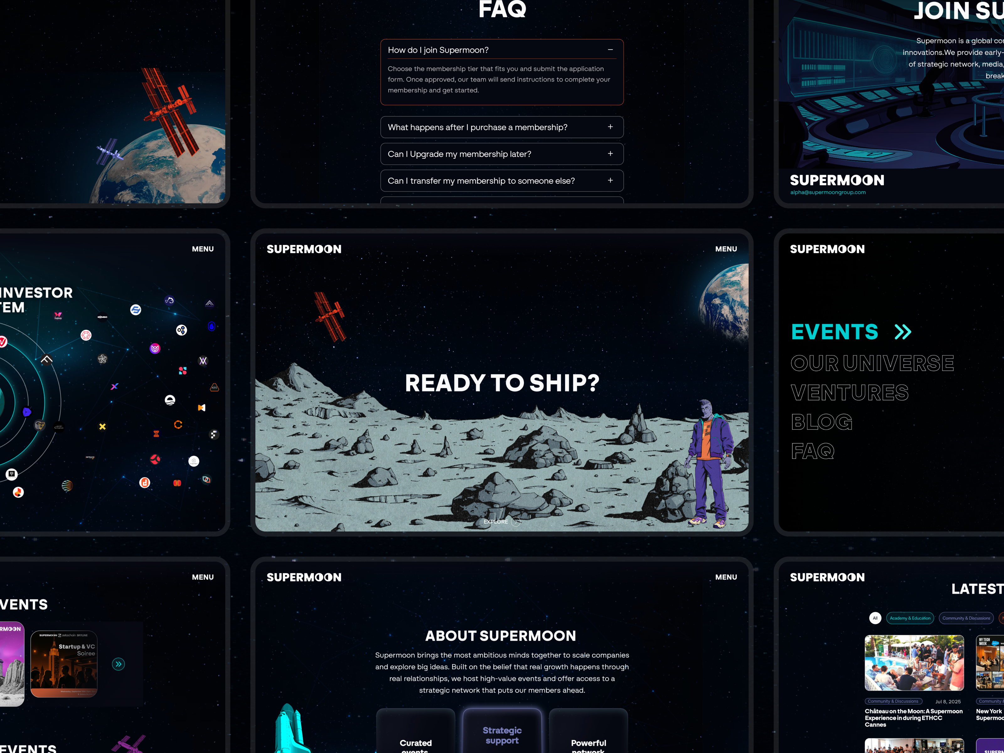 Supermoon website bitcoin blockchain crypto events framer moon nft ux web3