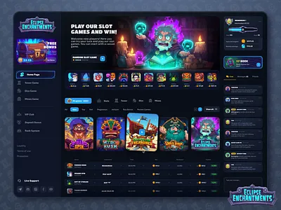 Eclipse Enchantments: Slots Page bet betting casino casino online crypto dark interface dark mode gambling game art game intarface game interface game ui slot slot machine slot online slot page slots ui uiux web design