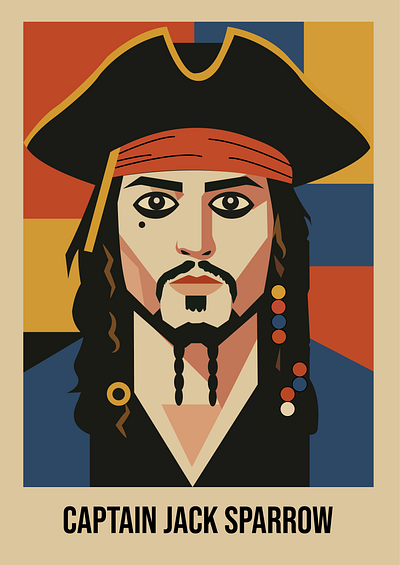 Captain Jack Sparrow Bauhaus Geometric Portrait Poster abstract art adobe illustrator bauhaus art branding design geometrict art graphic design illustration logo vector vector art
