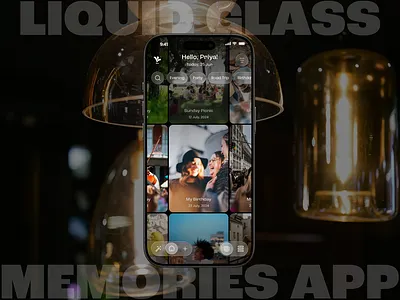 Memories App 2 app design application homepage ios liquid glass memories app ui