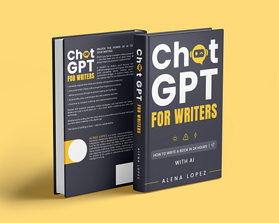 Chat GPT FOR WRITERS Book Cover Design ai banner beginner black book book cover branding chat gpt clean clean design design graphic design illustration minimal mockup vector writer yellow