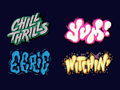 Halloween letterings bundle creative lettering festive design halloween handdrawn lettering procreate lettering typography