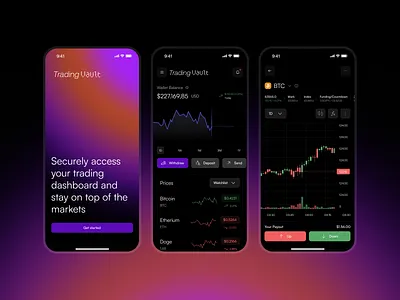 Trading Mobile App - Crypto app design bitcoin btc clean crypto exchange crypto wallet cryptocurrency cryptocurrency exchange defi ethereum finance fintech invest ivestment minimal trading ui ux vault