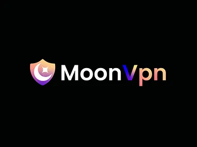 MoonVPN - Logo Design app logo brand identity branding business logo cyber security design gradient logo logo logo design minimal logo modern logo moon shield tech vpn logo