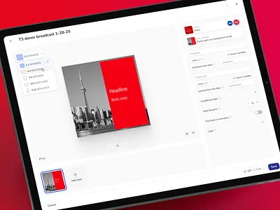Prompt Personalized Media Builder builder canva alternative clean code variables editor gif creator gif editor image creator modular personalized media political campaign tool product design slide editor theme switcher tool ui ux design variables