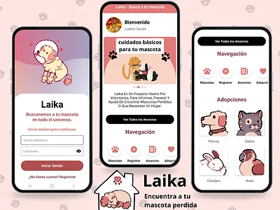 Laika - Encuentra a tu mascota perdida app graphic design mascotas pet pets