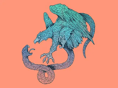 Rivals - Inktober day 20 art cartoon character character design design drawing eagle illustration inktober mexican mexico serpent