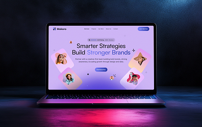 Makero - Creative Agency Landing Page Hero Design UI/UX agency animation website design branding branding agency creative agency digital agency digital marketing website digital service provider figma graphic design hero section homepage design illustrator marketing agency modern ui design peno lab web design webflow website desiign