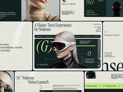 Nulense — Futuristic Eyewear Landing Page big typography branding design editorial event exploration glasses graphic design home page landing page minimalist modern swiss swiss style typography uidesign web design website