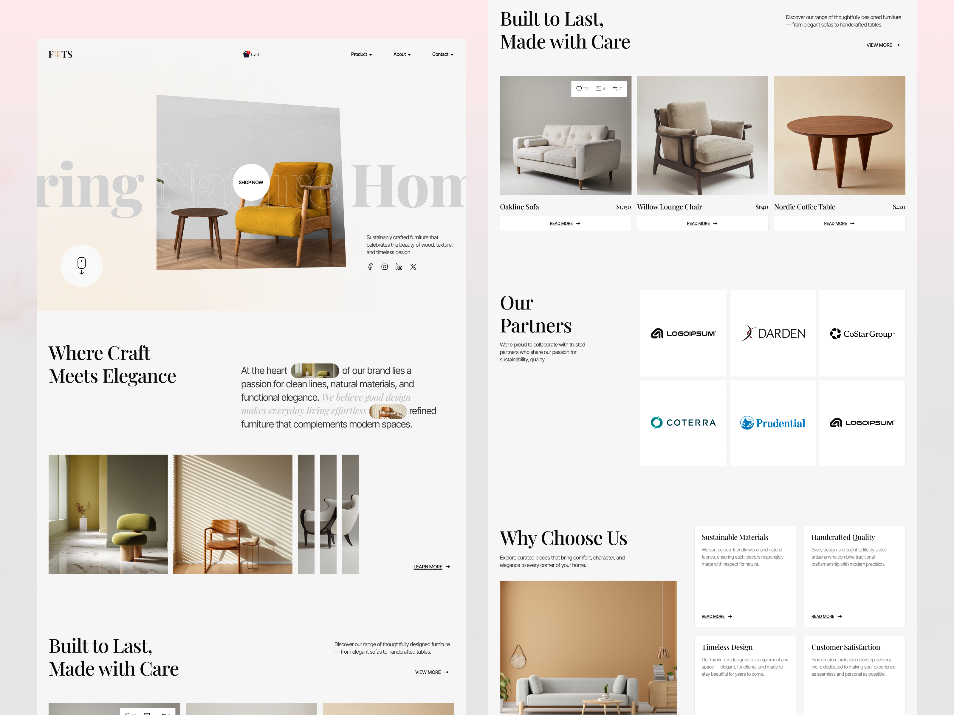 Furniture E-Commerce Website – Where Craft Meets Elegance ecommerce interface product service startup ui ux web