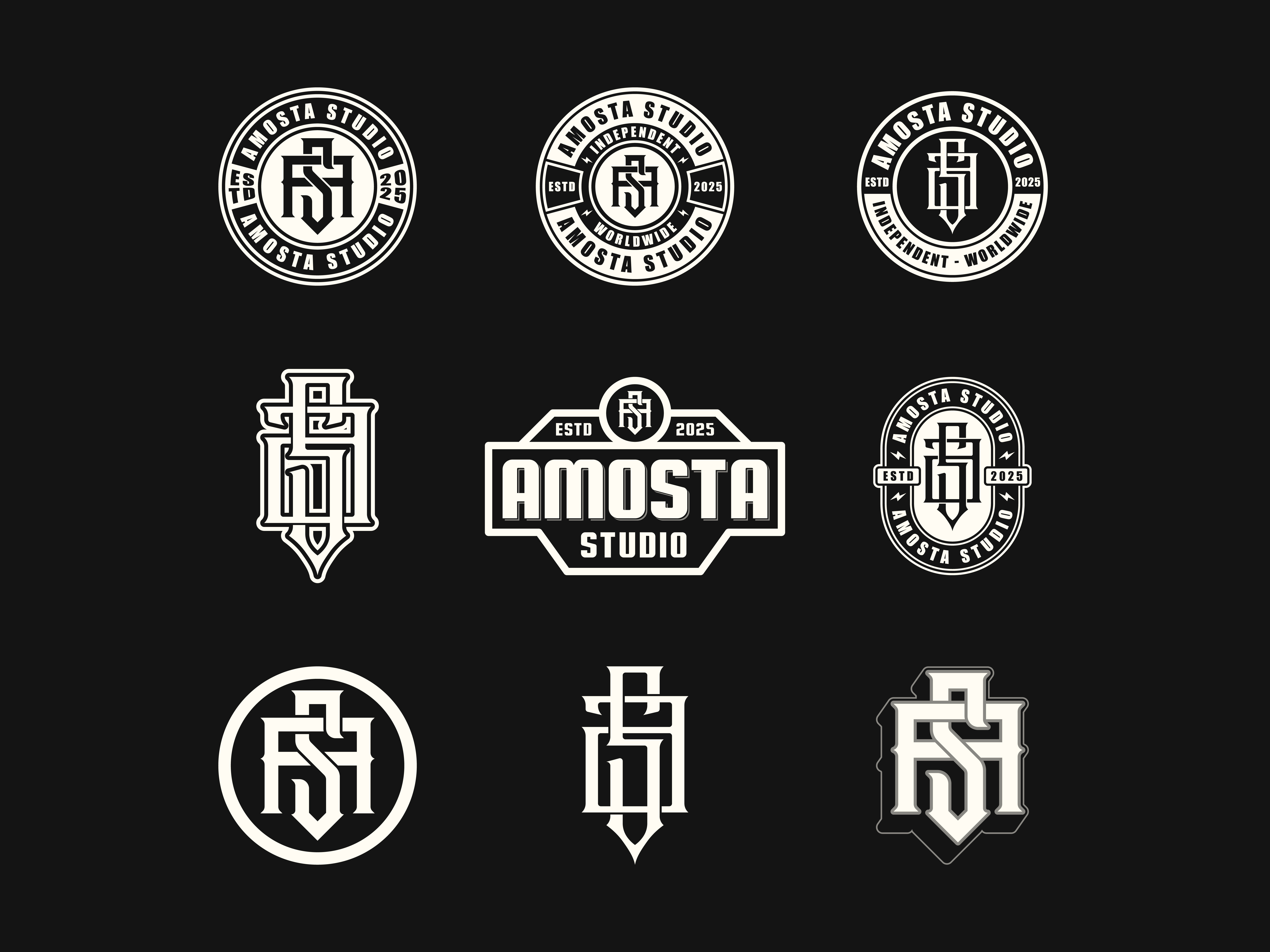 Amosta Studio Badge Design badge bold branding concept design design graphic design lettermark logo logo designer logodesign logodesigner logomaker logotype modern monogram monogramlogo retro typography vector vintage