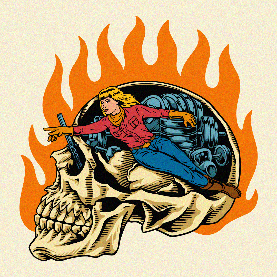 In My Metal Era 2d art apparel design fitness gym illustration skull t shirt