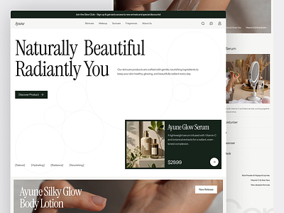 Ayune - Skincare E-Commerce Landing Page beauty beauty product cosmetic e commerce ecommerce face glowing healthy landing page makeup minimalist product shop shopify skin skincare store ui ux web design