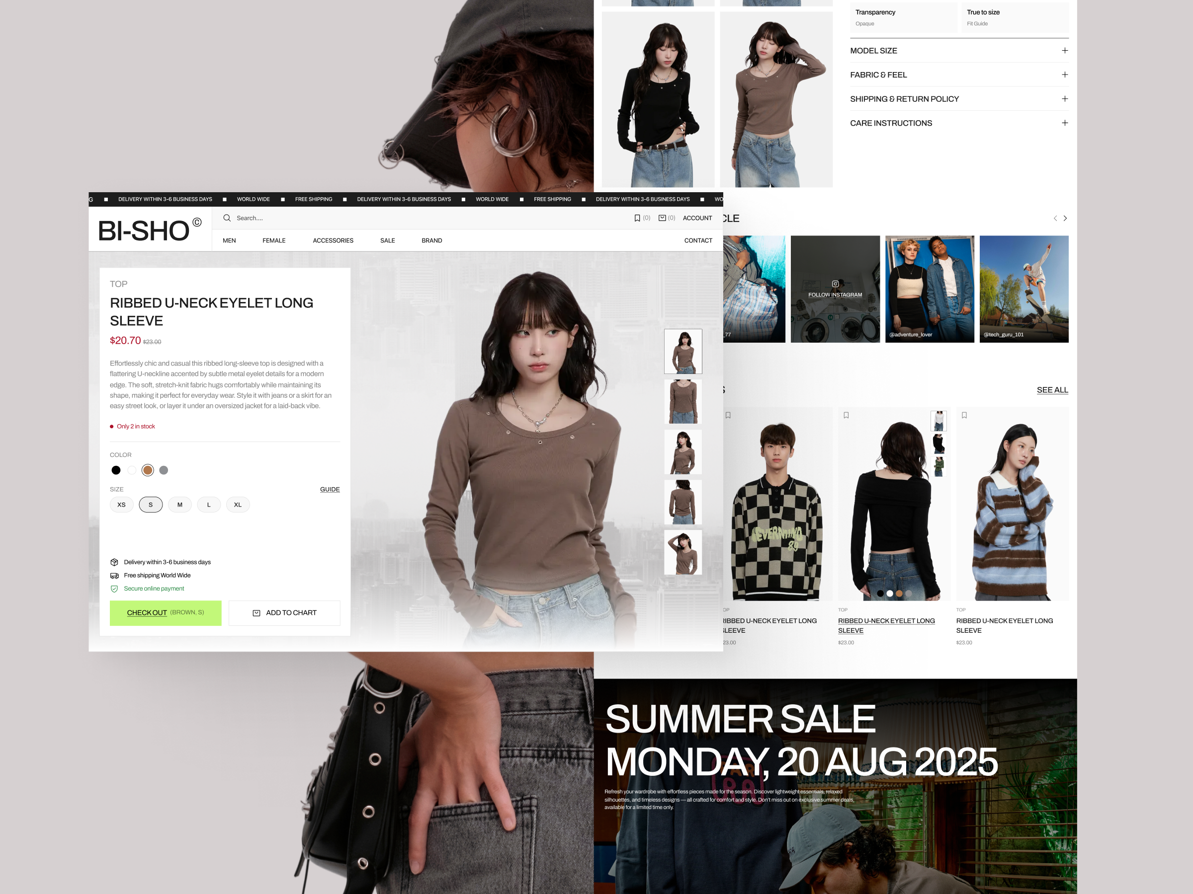 BI-SHO - Product Detail Page clean design e commerce design e commerce website ecommerce fashion landing page online shop product detail product page shop shoping store ui ux web web design website website design