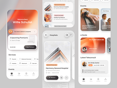 Insurance Mobile App UI Design app claim clarity elegant healthcare insurance ios iphone modern money responsive safe security trust trustworthy