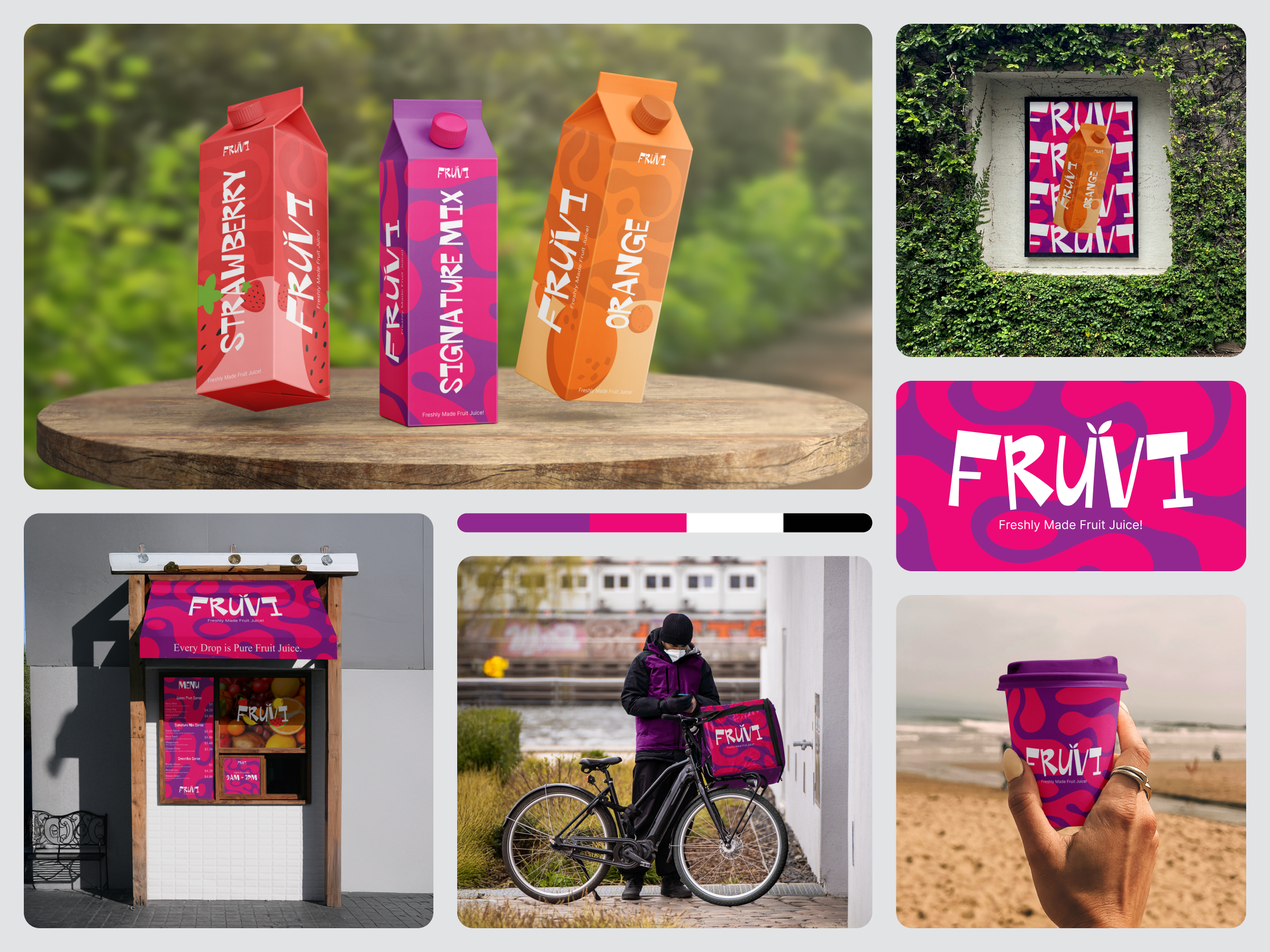 Fruvi - Brand Identity brand identity branding colorfuldesign creativebranding drinksbranding emura studio freshdesign fruitjuice funbranding graphic design illustration juicepackaging logo modernbranding packagingdesign productbranding tropicalvibes vibrantcolors visual identity