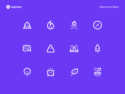 Camping & Nature - Uxercon Icon Library adventure animation camp camping design figma forest hiking icon icon design logo logo design motion graphics nature outdoor travel ui uiux ux uxercon