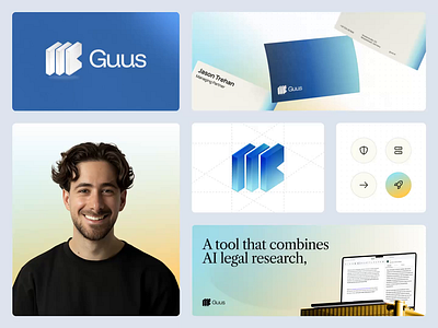 Guus AI: AI-powered legal research - Visual Identity ai animation artificial intelligence brand book brand guideline brand identity branding clean design corporate identity gradient graphic design identity design legal logo logo design logotype motion graphics visual branding visual identity