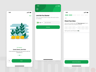 F4F: Onboarding Screens app design flat illustration minimal mobile otp phone progress bar ui verify email address