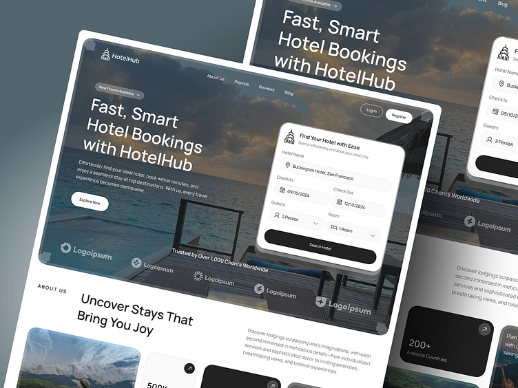 HotelHub – Hotel Booking Landing Page UI Design by Meo Studio - UX UI ...