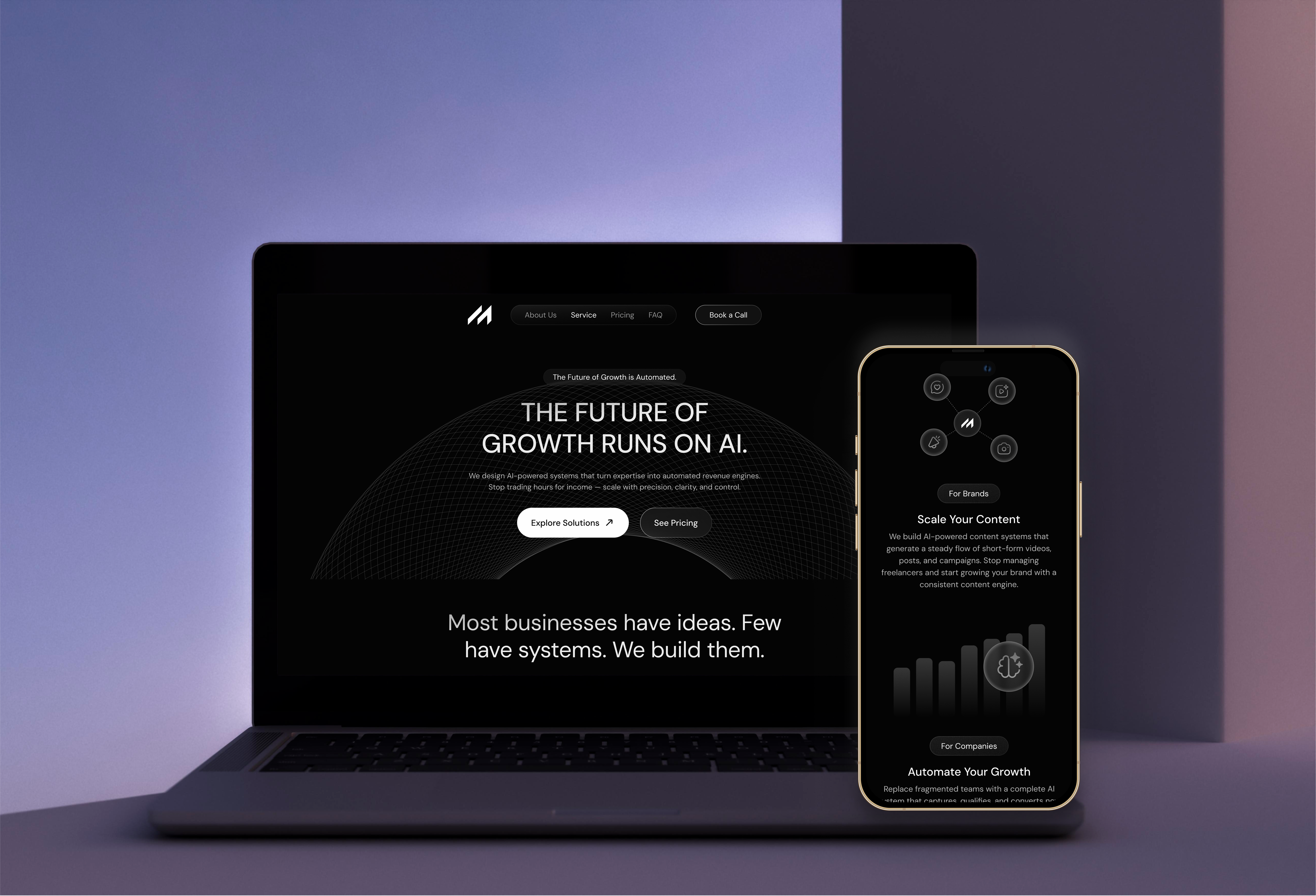 Monetize Studio — Website Design & Development business business landing page hero section landing page design macbook mobile mockup ui uiux web design