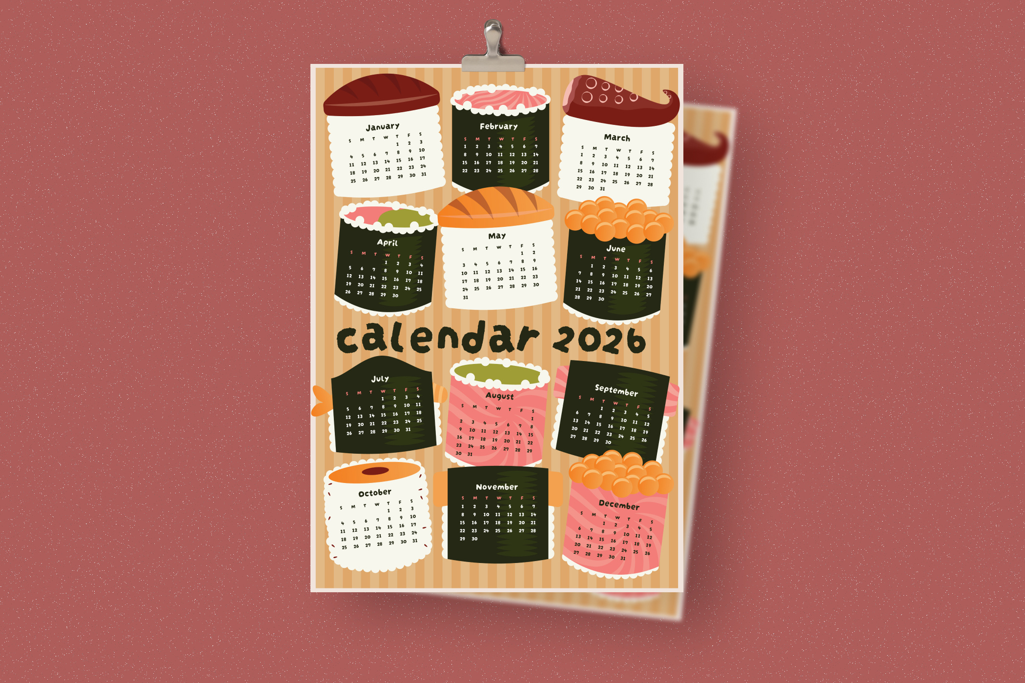 Sushi Flat - Calendar seafood