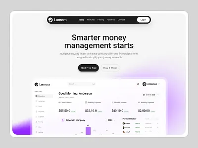 Finance Website Hero Section design finance financial hero interface product saas service startup ui ux web