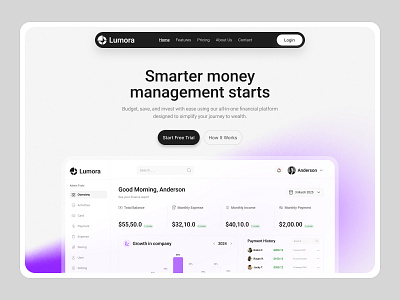 Finance Website Hero Section design finance financial hero interface product saas service startup ui ux web