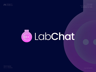 Laboratory, Messenger App Logo 3d logo app logo branding business logo chatting chemistry conversation dating gradient identity lab logo labratory logo logo design logo designer logo icon messenger logo modern logo symbol talking