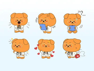 Dowpy Pet Care - Bobi Character Pose animation brand identity branding branding design character character design character expression character pose character sticker clinic graphic design illustration ip ip design mascot mascot design motion graphics pet care pet health visual identity