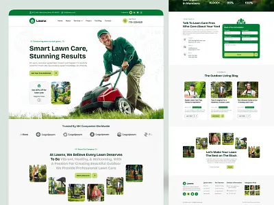 Landscaping & Lawn Care Business Website Design branding business design gardening grass hardscape homepage illustration landing landing page landscaper landscaping landscaping website lawncare lawncarebusiness mowing ui uiux web design website