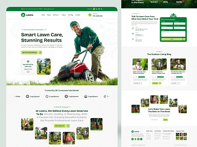 Landscaping & Lawn Care Business Website Design branding business design gardening grass hardscape homepage illustration landing landing page landscaper landscaping landscaping website lawncare lawncarebusiness mowing ui uiux web design website