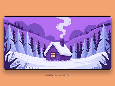 Comfortable Winter Cottage Outdoor Illustration adventure cabin christmas cozy environment forest holiday illustration landscape landscape illustration mountains nature outdoor outdoors retreat snow travel vacation web winter