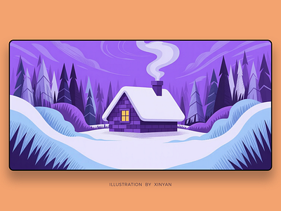Comfortable Winter Cottage Outdoor Illustration adventure cabin camping christmas cozy environment forest holiday illustration landscape landscape illustration nature outdoor peaceful snow travel web winter