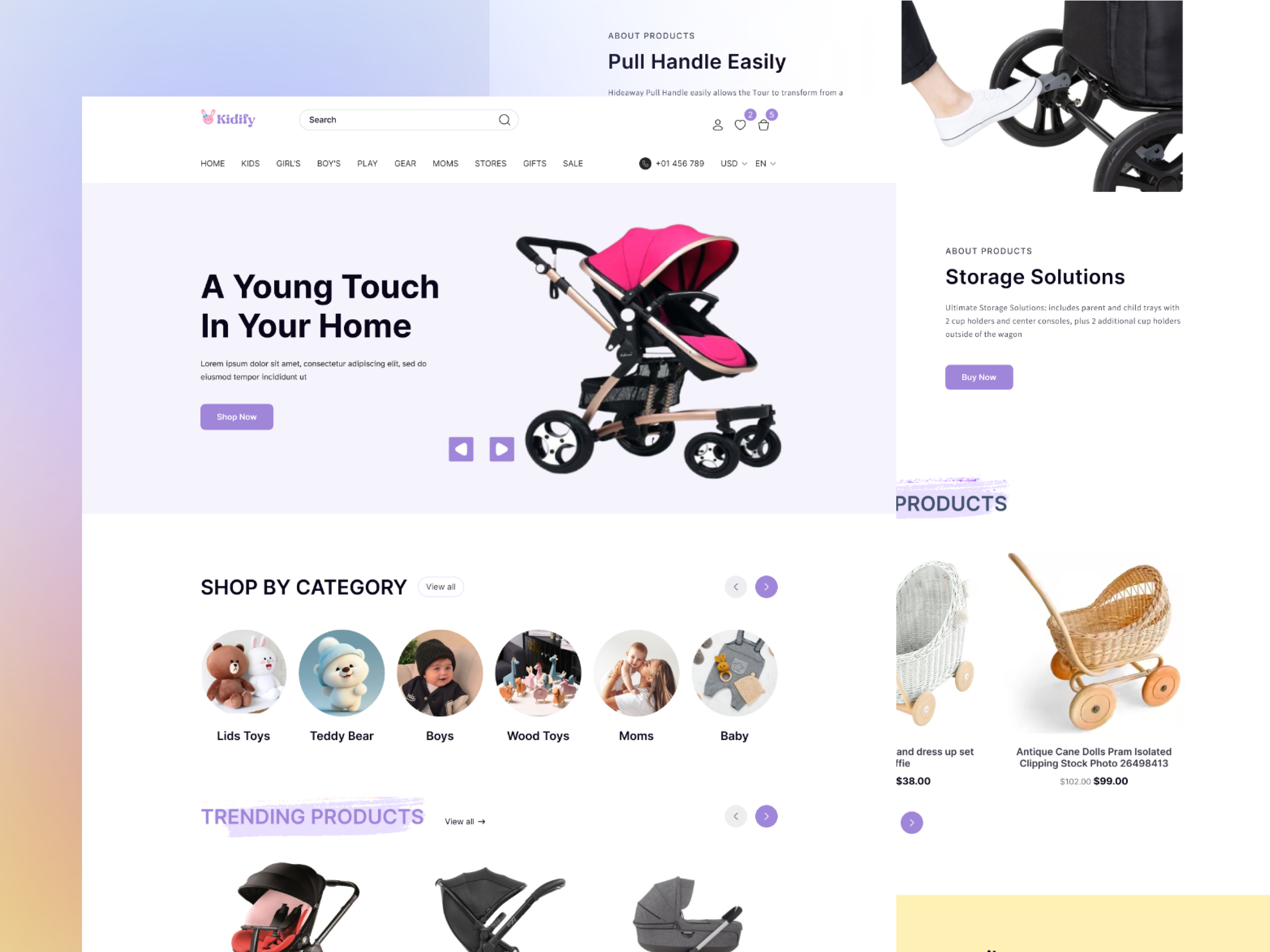 Cutee Shop - Baby Shop Landing Page Design baby products baby shop clean layout e commerce ui kids store landing page design minimal design modern ui online shopping pastel aesthetic product showcase responsive design shopping experience web design website design