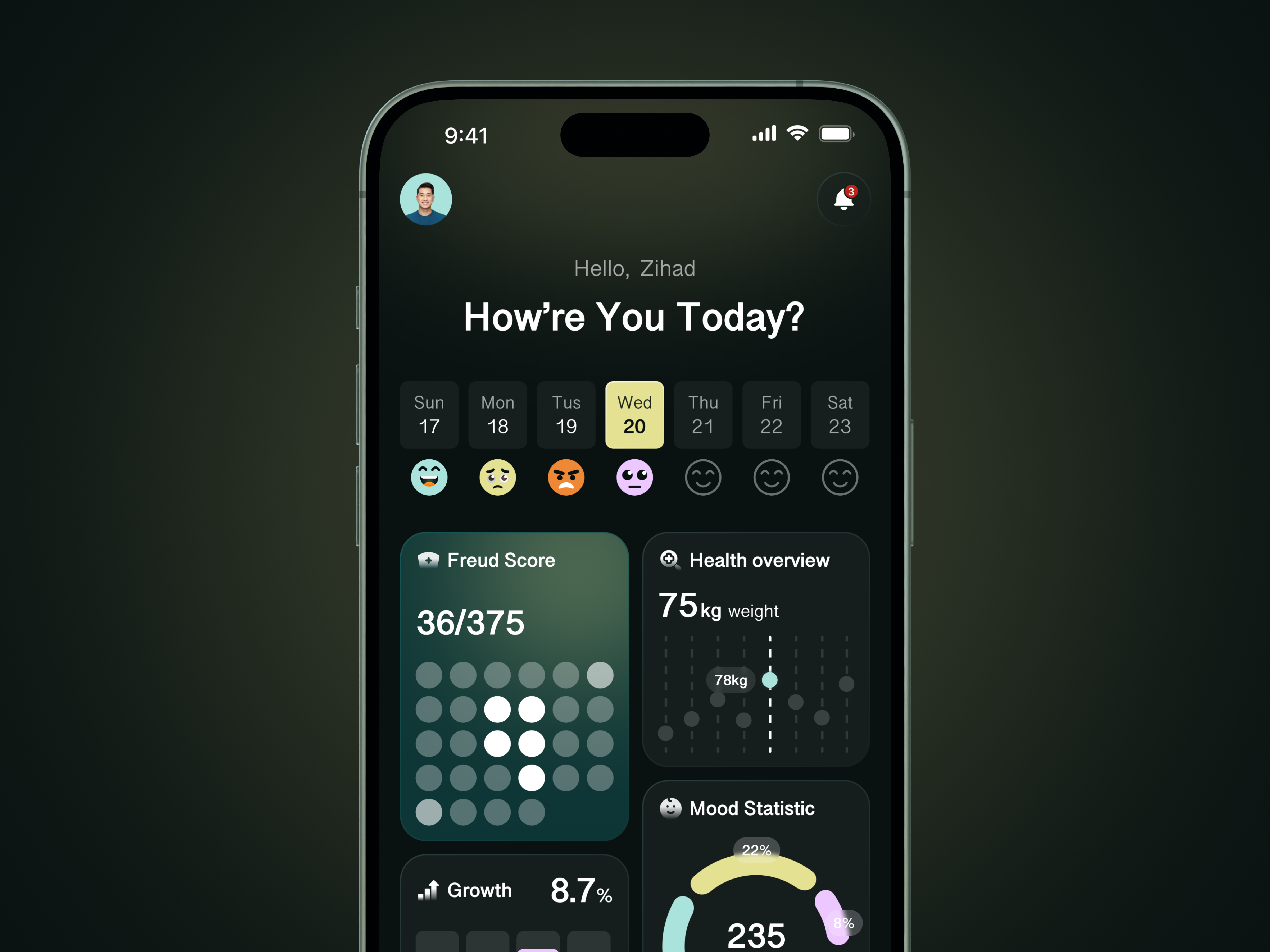 Example of Mood Tracking & Wellness App | Mobile App UI/UX Design