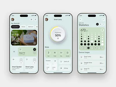 AI Smart Home App app design application best app design controls home homeautomation hometech interiordesign ios design lamp mobile app modern ui remote smart devices smart home app smarthome technology toggle ui design ui trends