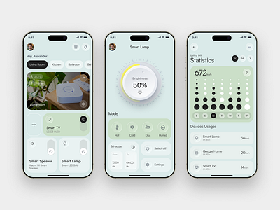AI Smart Home App app design application best app design controls home homeautomation hometech interiordesign ios design lamp mobile app modern ui remote smart devices smart home app smarthome technology toggle ui design ui trends