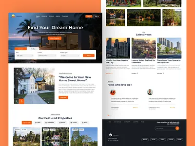PropVista — Modern Real Estate Website Design building buliding website design house website design orange theme website design real estate design real estate website design ui ux website design