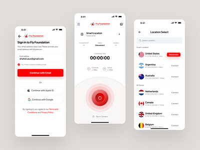 Fly Foundation - VPN Mobile App Design app cybersecurity data privacy data security design mobile mobile app ui mobile interface network network security privacy product design proxy security ui ux vpn vpn app vpn concept wavespace