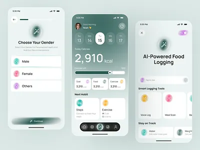 AI-Powered Nutrition Mobile App ai app ai nutrition app design calorie tracker fitness app health app health tracker meal tracker mobile mobile app nutrition app smart health app ui design wellness app