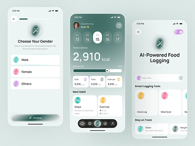 AI-Powered Nutrition Mobile App ai app ai nutrition app design calorie tracker fitness app health app health tracker meal tracker mobile mobile app nutrition app smart health app ui design wellness app