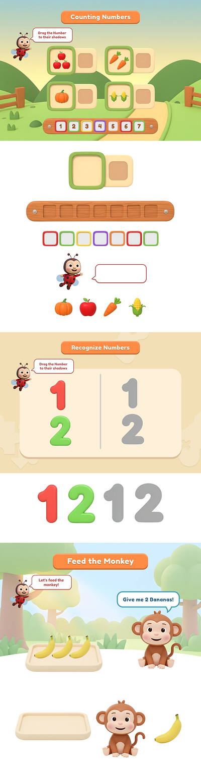 Kids Learning Math Game Design Service app design educational app design kids kids design kids game ui design kids math game ui