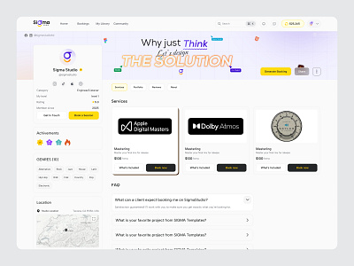Profile Page | Freelance Marketplace UI Design dashboard freelance marketplace freelance music marketplace freelancer profile marketplace music artist product page ui ux uiuxdesign user profile web app web designer websitedesign