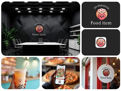 Foodimo – (Food + Emoji feeling, playful and trendy) Logo Design 3d brand branding cute delicious food fun graphic design happy joy logo logo mark momo sweet tasty
