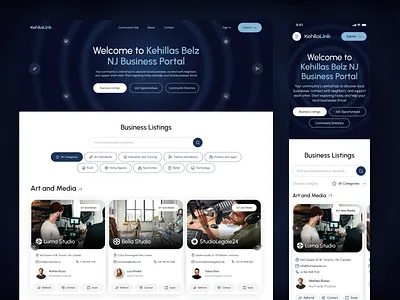 Business Portal UI/UX Design business card catalog dark design gradient marketing media promote store theme ui ux
