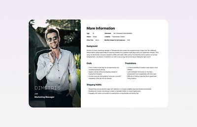 🐶 Pet adoption mobile app: User Persona adoption animal app care cat dog empathy goals habits map mobile needs persona pet pink purple requirements research user ux