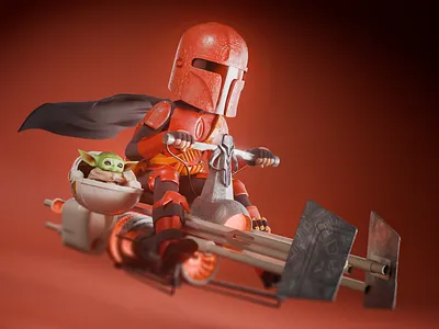The Mandalorian 3d baby cartoon illustration mandalorian maya modeling render visualization yoda