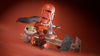 The Mandalorian 3d baby cartoon illustration mandalorian maya modeling render visualization yoda