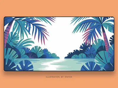 Tropical Rainforest Paradise Illustration adventure background calm environment forest graphic holiday illustration island landscape illustration mountain outdoor paradise peaceful summer travel tropical vector wallpaper web